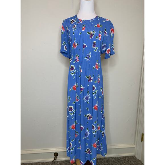 Worthington Dresses & Skirts - Vintage Worthington Chiffon Flowy Midi Dress Blue Sz 14 Large